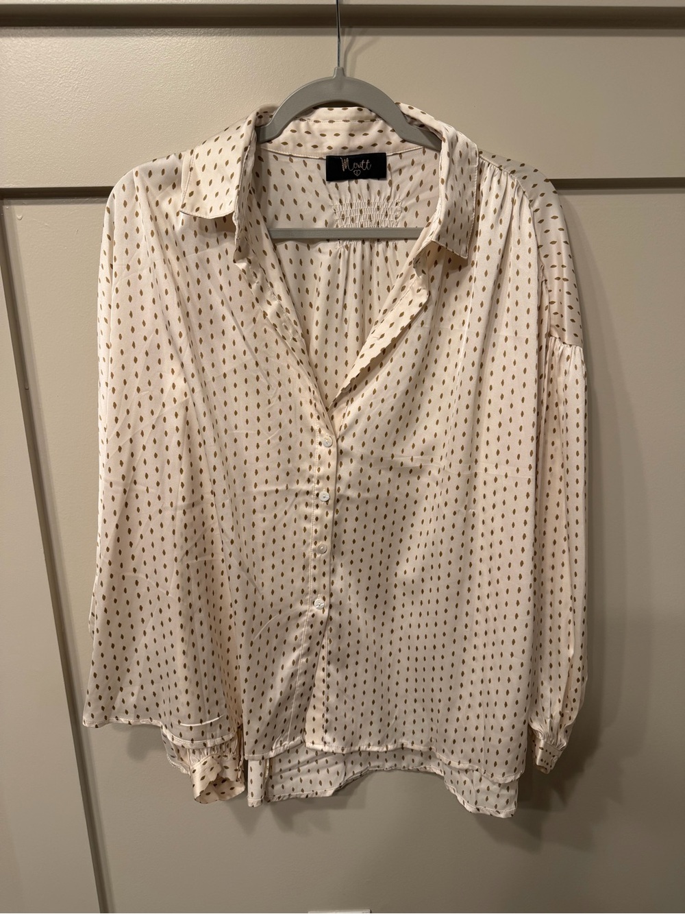 Kori Lightweight Cream Blouse with Gold Dot Print